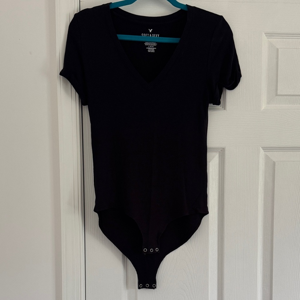 Black V-Neck Bodysuit